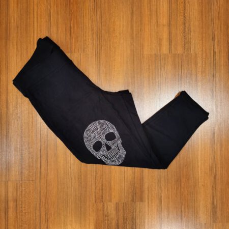 plus size black skull legging